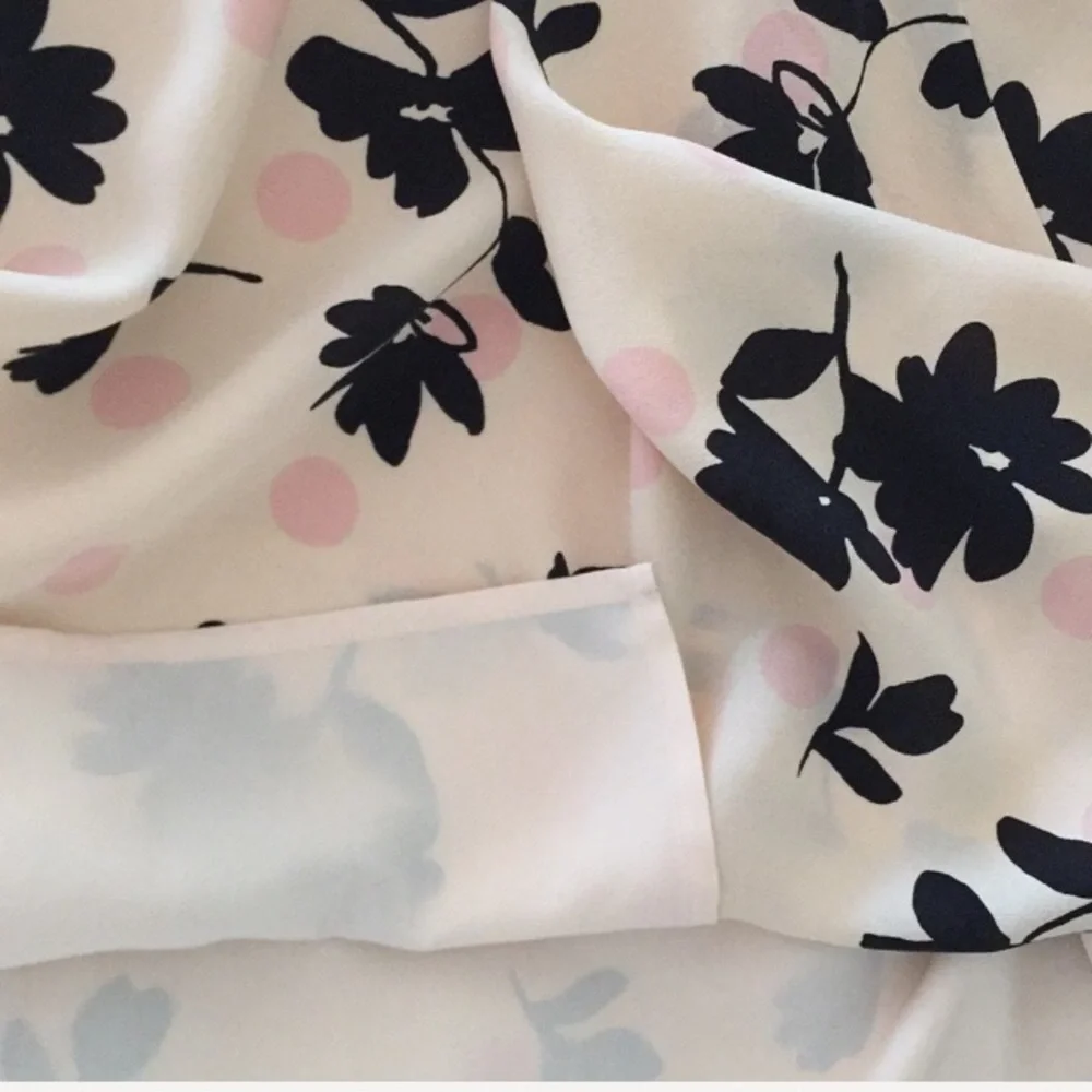 Banana Republic 100% Silk Floral Knee Length Skirt Pink Black Size 2
